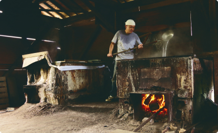 Salt making scene